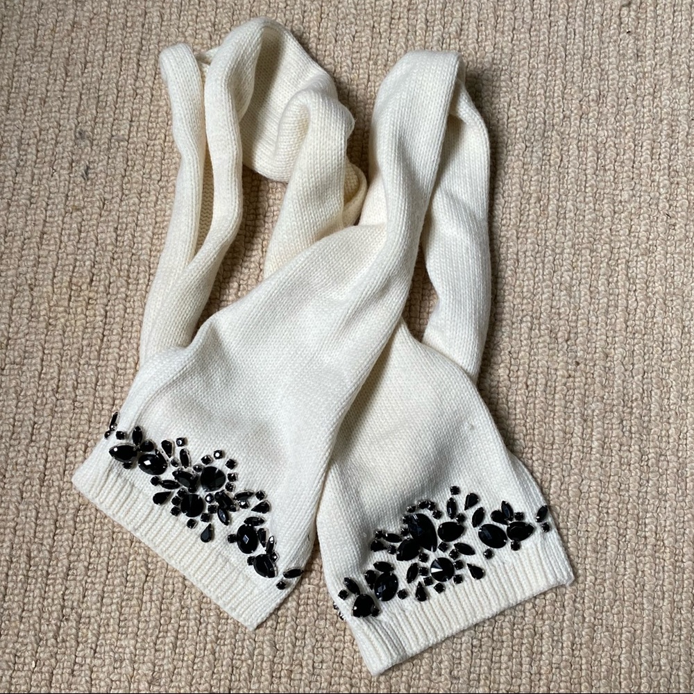 White and Black Talbots Rhinestone Scarf
